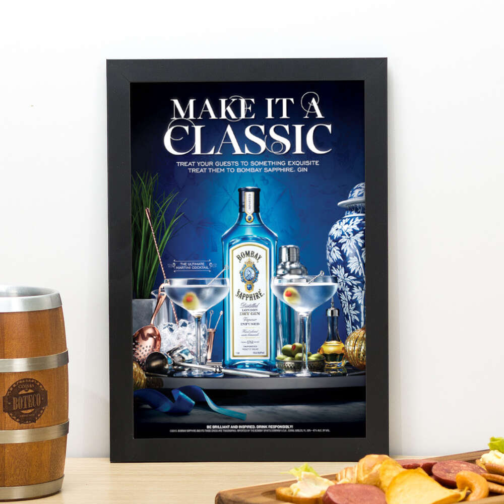 Quadro Bombay Sapphire Classic Linha Cdb Designer 33x22 Cm