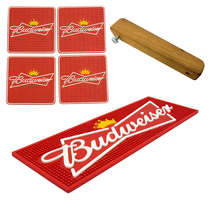 Kit Bar Mat / Budweiser + 4 Porta Copos Budweiser + Abridor