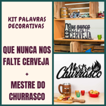 Kit Especial Palavras Decorativas - Nunca nos falte cerveja + Mestre do Churrasco