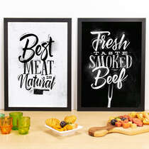 Kit Especial Quadros Decorativos - Beef  - 45x33 cm (Branco e Preto)