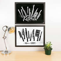 Kit Especial Quadros Decorativos - Kitchen Knife  - 45x33 cm 