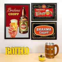 Kit Especial - 3 Quadros Brahma Chopp - 45x33 e 33x22 cm