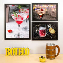 Kit Especial - 3 Quadros Drinks Especiais - 45x33 e 33x22 cm 