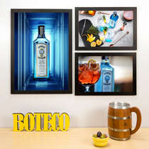 Kit Especial - 3 Quadros Gin Bombay Sapphire - 45x33 e 33x22 cm 