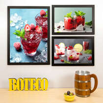 Kit Especial - 3 Quadros Red Drinks - 45x33 e 33x22 cm 