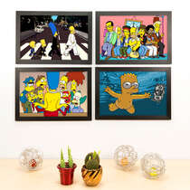 Kit Especial - 4 Quadros Decorativos Os Simpsons - 33x22 cm 