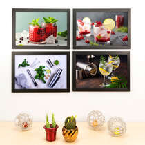 Kit Especial - 4 Quadros Decorativos Mix Home Bar - 33x22 cm 