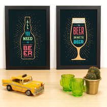 Kit Especial - Quadros All you need is beer + To be or not to be - Cores - 33x23cm