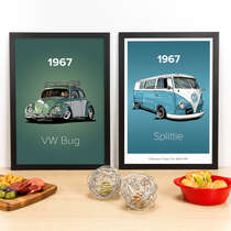 Kit Especial - Quadros Fusca + Kombi Vintage - 45x33 cm