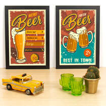 Kit Especial - Quadros Menu Beer + Fresh Beer - 33x23 cm