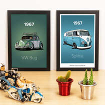 Kit Especial - Quadros VW Bug 1967 + Kombi 1967- 33x22 cm