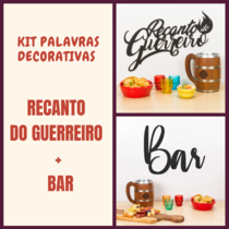 Kit Palavras Decorativa para Parede - Recanto do Guerreiro + Bar 