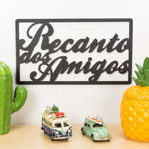 Palavra Decorativa para Parede - Recanto dos Amigos - 25 cm x 45 cm x 3 mm