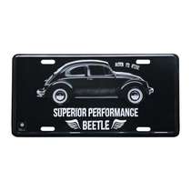 Placa Decorativa de Metal 15 x 30 cm - VW Beetle Preto 
