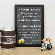 Quadro Eu Quando Bebo - 33x22 cm 