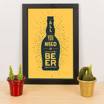 Quadro - All you need is beer - Amarelo - 33x23 cm