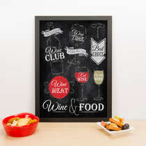 Quadro - Wine & Food - 33x23 cm (Preto)