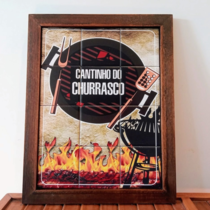 Quadro de Azulejos - Cantinho do Churrasco - 47 x 37 cm 