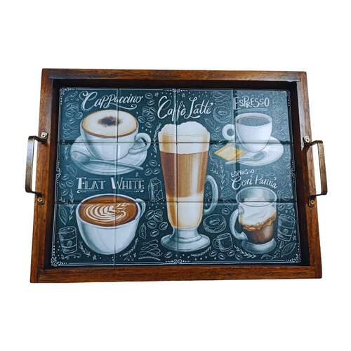 Bandeja Decorativa de Azulejos - Super Coffee - 43 x 33 cm