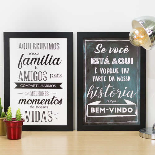 Combo Especial Quadros Boas Vindas E Nossos Melhores Momentos 33x22 Cm