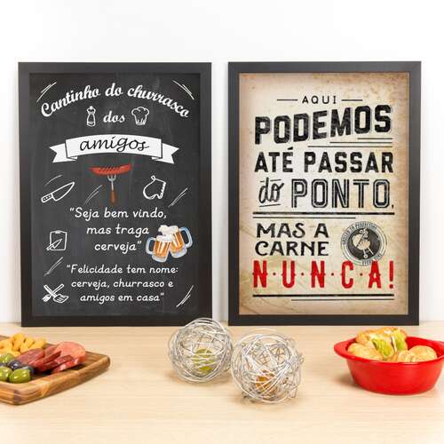 Kit Especial - Quadros Cantinho dos Amigos + Passar do Ponto - 45 x 33 cm