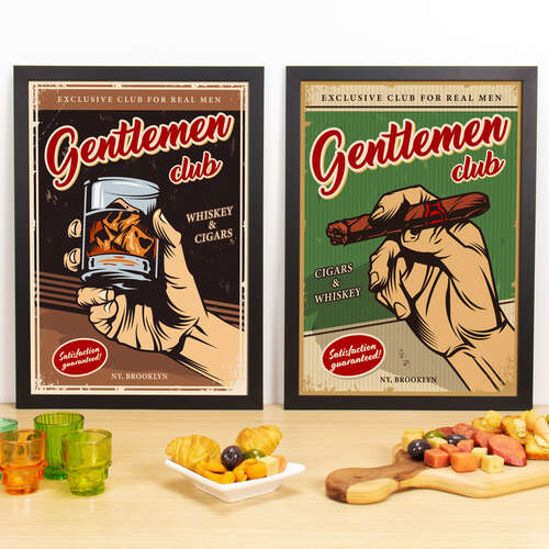 Kit Especial Quadros Decorativos - Gentlemen Club  - 45x33 cm