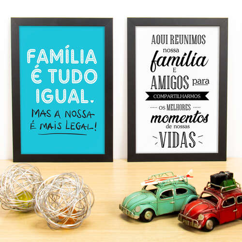 Kit Especial - Quadros Família é tudo igual + Momentos - 33x22 cm