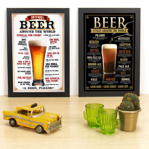 Kit Especial - Quadros How To Order a Beer Around The World + Beer Styles Around The World- 33x22 cm