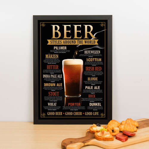 Quadro Decorativo Beer Styles Around The World- 45x32 cm