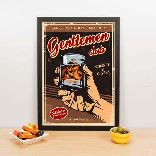 Quadro Decorativo Gentlemen Club Whiskey & Cigars - 45x32,5 cm 