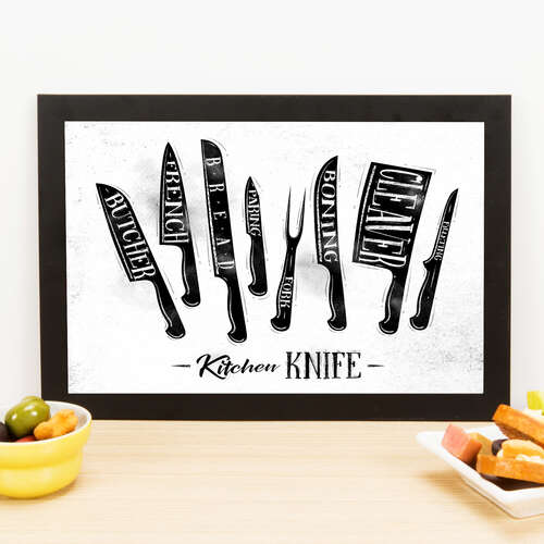 Quadro - Kitchen Knife - 23x33 cm (Branco)