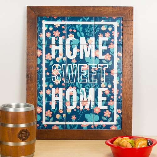 Quadro de Azulejos - Home Sweet Home - 47 x 37 cm 